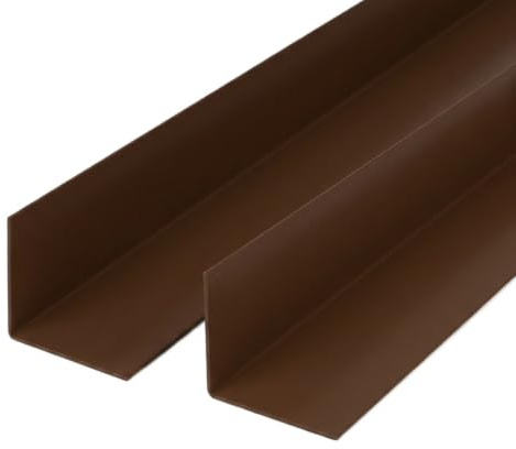 2 x Brown 1 Metre UPVC Plastic Rigid Angle 50 x 50mm Corner Cover Trim 90 Degree