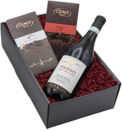The Wine Guys The Wine Guys Geschenkset „Rosso Passo“ mit Wein und Schokolade in einem schönen Geschenkkarton | Italienischer Rotwein Rosso Passo & Französische Schokoladen in Präsentverpackung