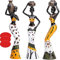 MonLiya 3 Stück afrikanische Skulptur, Afrikanische Deko Frauenfigur Mädchen Figur Statue Dekor Zuhause Dekorative Schwarze Figuren Kreative Handwerk Puppen Ornamente