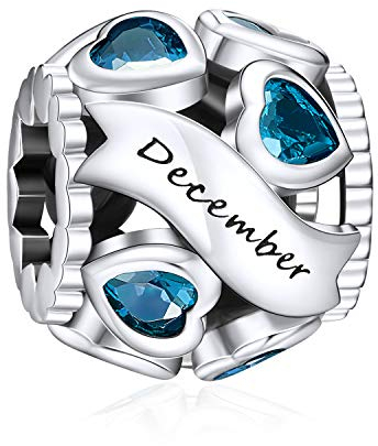 NINGAN Charms in argento 925 Dicembre pietra natale perline adatto per braccialetti da donna regalo di giorno festivo