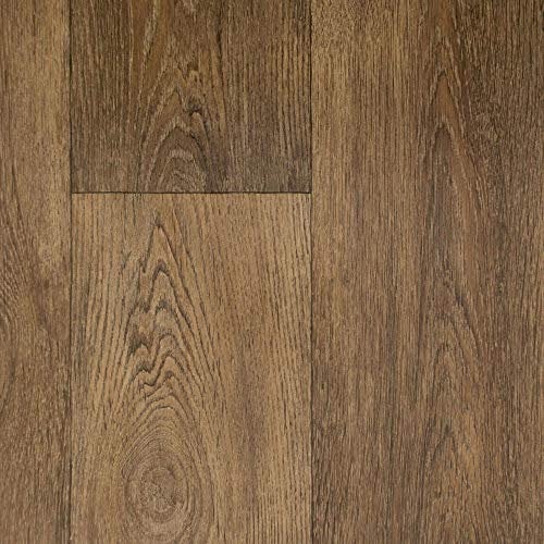 247Floors Forli Wood Plank Effect Vinyl Flooring 2.3mm Realistic Foam Backed Slip Resistant Lino (2m x 2m / 6ft 6 x 6ft 6, Brown Planks)