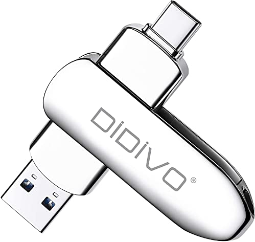 DIDIVO USB C Stick 256GB USB C Flash Laufwerk 2 in 1 USB 3.0 Typ C Speicherstick OTG USB Stick Pen-Laufwerk Externer Speicher für USB-C-Smartphones, Tablets, Neues MacBook, Laptops,PC (256GB, Silber)