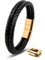SERASAR Lederarmband Herren 23cm Gold Männer Armband Leder Armreif Lederband Herrenarmreif Armschmuck Schmuck Armkette Flecht Wickelarmband Armbändchen
