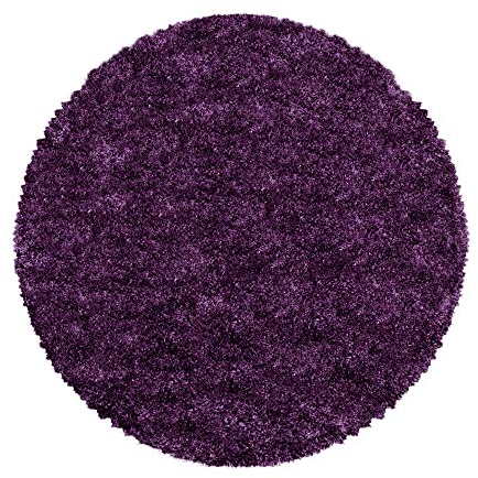 HomebyHome Teppich Rund Shaggy 120 cm Rund - 50 mm Florhöhe Hochflor Runder Teppich Lila Extra Weich und Flauschig - Langflor Teppiche für Wohnzimmer Schlafzimmer, Küche, Flur - Carpet