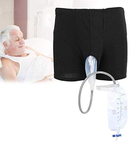 GKH2 Wearable Urine Bag Incontinence Pants for Elderly, Reusable Portable Urine Collector for Man Woman, Comfortable Urinal System with 500ml Urine Collector Bags, Proof Spill,Large