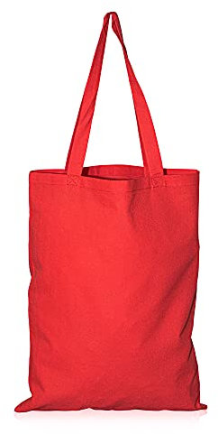 IMFAA Plain Large (50x40+60) Cm Tote 100% Cotton Canvas Reusable Shoulder/Hand Tote Shopping Bags. (Red, 1)