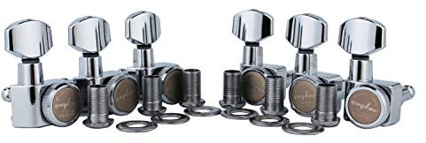 Guyker 6 In-line Guitar Locking Tuners – 1:18 Locking Tuning Key Pegs Tuners – Chrome