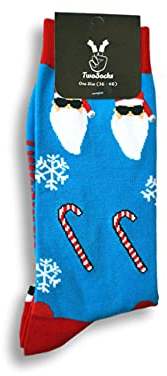 TwoSocks Weihnachtssocken Cool Santa Damen & Herren Socken Weihnachten Baumwolle Einheitsgröße