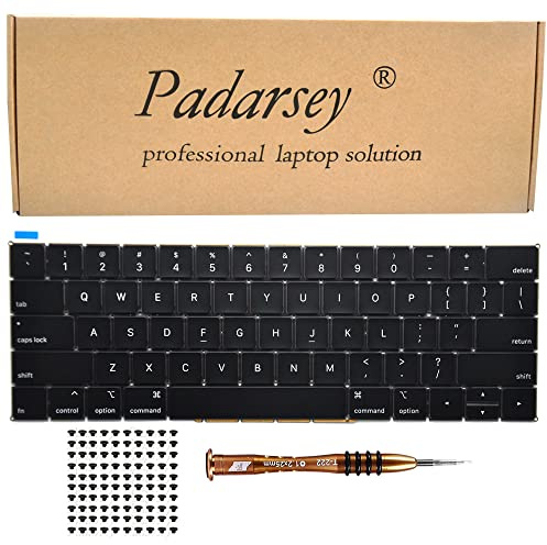 Padarsey Teclado A1989 A1990 con diseño de EE. UU. compatible con MacBook Pro de 13 pulgadas, 15 pulgadas, teclado A1990 A1989 año 2018 + tornillos de teclado + destornillador