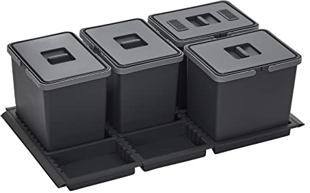 SOTECH Abfallsammler Draw 15+15+15+15L Abfallsystem Abfalleimer für Schubladen Korpusbreite 90 cm