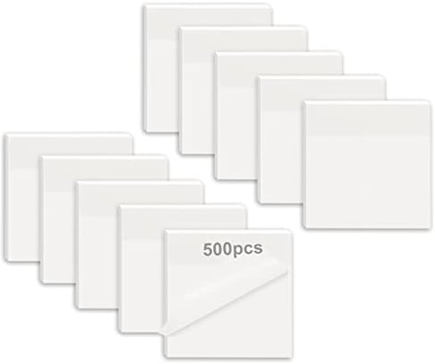 500 BläTter Transparente Haftnotizen Set, 10 Pads Transparent Wasserdicht Haftnotizen 75×75 mm,Wiederbeschreibbar Selbstklebendes Clear Notizzettel Sticky Notes Klebezettel FüR BüRo Studenten Papier