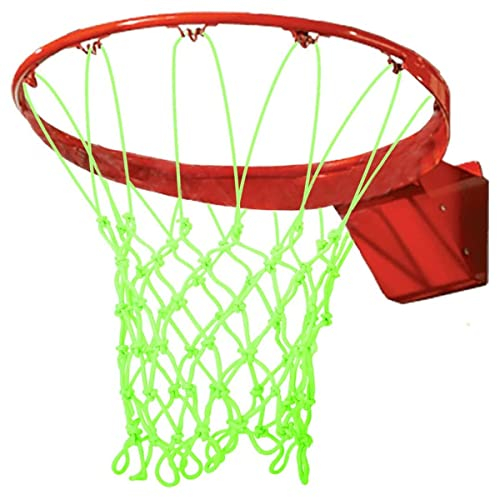 WANGCL Basketballnetz, leuchtet im Dunkeln, 12 Schlaufen, Standardgröße, strapazierfähig, Ersatz, leuchtend, tragbar, sonnenbetrieben, Basketballnetz