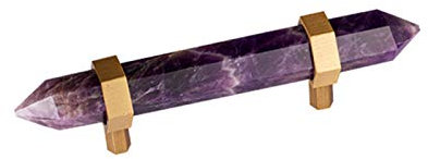 CELIKA Türgriffe, Schrankgriffe, Möbelgriffe, 1 Stück, natürliche Kristallgriffe, Küchengriffe, Lila (150 mm Lochabstand 96 mm)