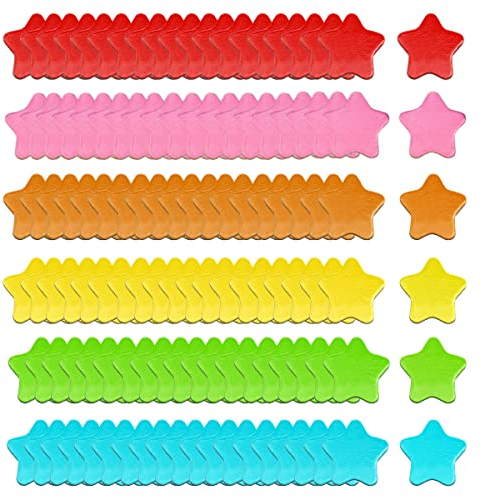 120 Pcs Refrigerator Magnets Colorful Stars Shaped Magnets Blackboard Sticker Childrens Race Reward Chart Magnet for Whiteboard Classroom Office Refrigerator (6 Color,2cm)