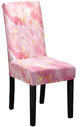 Marmor Stuhlhussen 1er/4er/6er/10er Set Stretch Stuhlbezug für Esszimmerstühle, Waschbarer Stuhlhussen Schwingstühle Stuhlüberzug für Haus Hotel Hochzeit Partys Dekor (6er Set,Rosa)