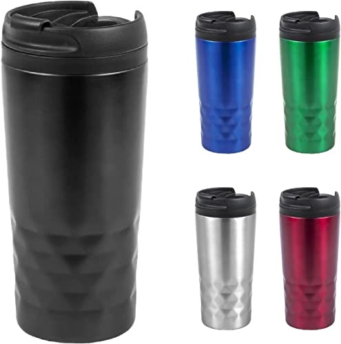 Taza termo de cafe para llevar - Vaso térmico con tapa hermética para bebidas frías y calientes, 310 ml para viajes en el coche, oficina o clase. Doble pared sin BPA. Vaso Termo (Negro)