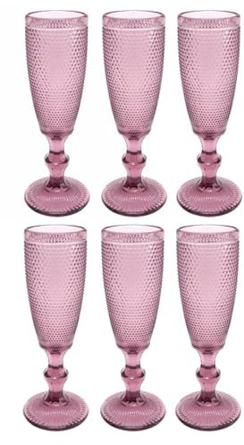 FRANCACOR PACK 6 COPAS DE CRISTAL DE COLORES champan 20 X 7 CMS CAPACIDAD 150 ML - DOT PURPURA
