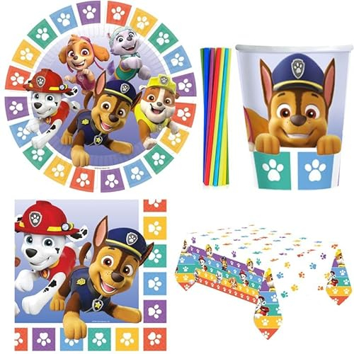 Playflip Kit de décoration pour anniversaire d'enfant Pat' Patrouille - Multicolore