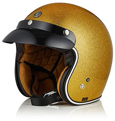 TORC Casco Moto Jet Vintage Aperto Casco Scooter Retrò con Visiera Parasole Omologato ECE 22-06