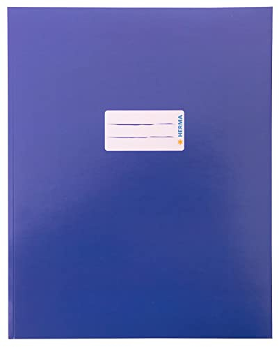 HERMA 20046 Heftumschlag Quart Karton Blau, Hefthülle mit Beschriftungsfeld aus stabilem & extra starkem Papier, Heftschoner für Schulhefte, farbig
