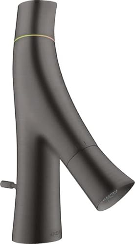 hansgrohe AXOR Starck Organic 2-Griff-Waschtischmischer 50, Zugstangen-Ablaufgarnitur, für Handwaschbecken, 12014340, Farbe: Brushed Black Chrome