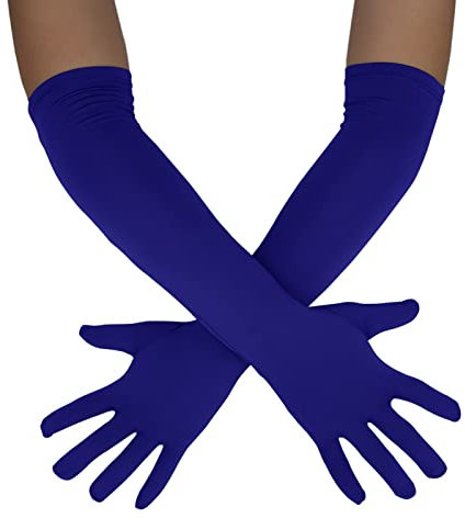 Sheface Lange Handschuhe für Herren und Damen, 45,7 cm, Spandex, dehnbar, Bankett, Party, Hochzeit, Kostüm, Blau, Einheitsgröße