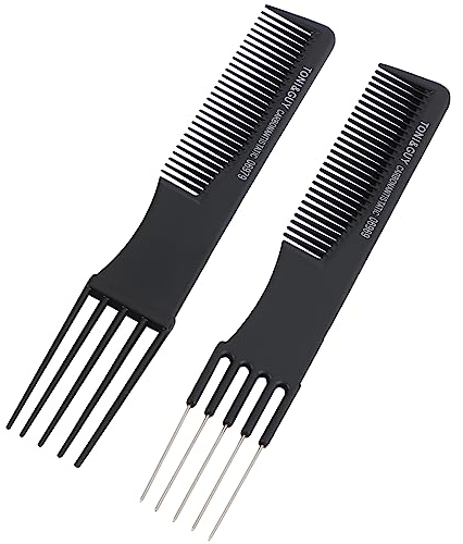 Hair Styling Kämme Profi Friseur Haar Kamm Stielkamm mit Nadelstie Toupierkamm Schwarzer Friseur Stielkamm Friseur Zubehör Geräte Friseurwerkzeuge Kamm Mit Stiel für Haarstylisten Barbers (Schwarzer)