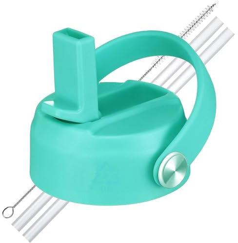 LLCJYYCY Lids with Straw for Hydroflask Wide Mouth 20 32 40 oz, Flex Straw Lid Fit for Hydro Flask Sports Water Bottles, Flexible Handle Replacement Lid Straws Cap Top Accessories (Green)