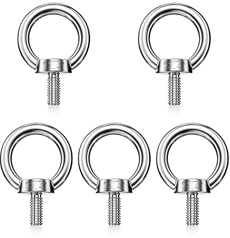Mesybveo 5 Piezas Anillos de Elevación, M8 Tornillos de Cáncamo, 304 Perno de Ojo Rosca Macho de Acero Inoxidable, Tornillos de Argollas Sólido y Robusto, Pernos con Argolla para Fijar y Suspender