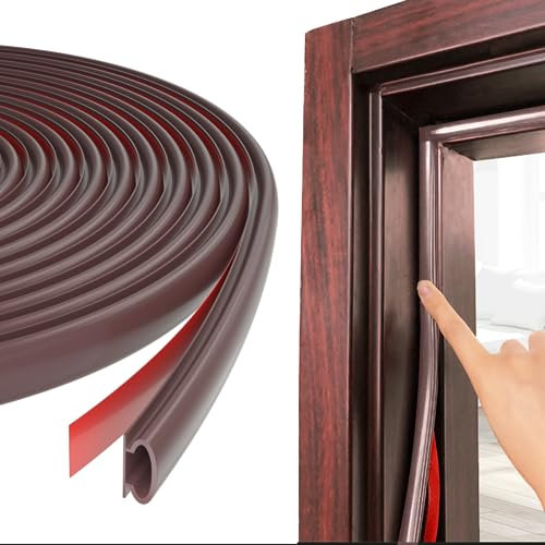 Guarnizione per Porta Finestra Adesiva,Paraspifferi Guarnizioni di D-profilo Insonorizzata,Gomma Sigillatura in Striscia Blindata,l'isolamento del Telaio della Porta per fessure nelle (6M, Marrone)