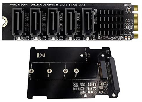Azwamkue M.2 SATA a SATA 3 5 porte+M.2 NGFF Single Supply Bare Board Conversione a SATA 2.5-Port Sata Expansion Card