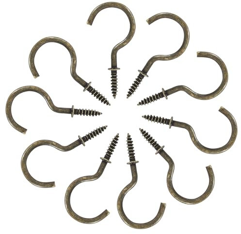 Bonsicoky 60 Stück 3,8 cm Schraubhaken, vernickeltes Metall, Deckenhaken zum Aufhängen, bronzefarben