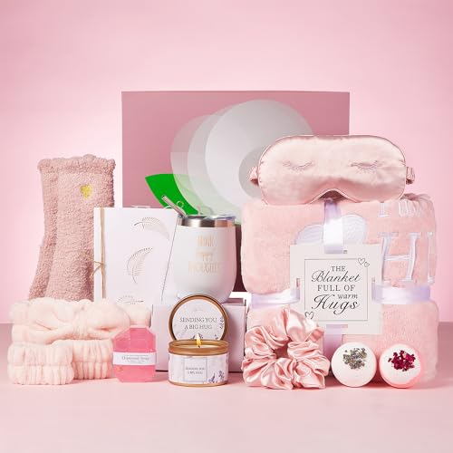 YMing Selbstpflegegeschenke für Frauen Gute Besserung Care-Paket für Sie mit luxuriöser Flanelldecke, Entspannendes Spa-Geschenk Korb Geschenke zum Geburtstag, Muttertag