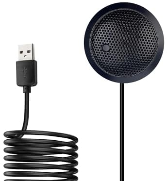 Microfono USB per Conferenze, USB Microfono per Computer, Microfono Omnidirezionale a Condensatore a 360° per PC Portatile con Pulsante Muto per Riunioni/Lezioni Online, Zoom, Giochi, Plug & Play