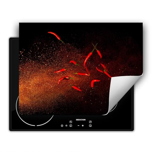 SMTDeco herdabdeckplatte Induktionsmatte herdabdeckung ceranfeld abdeckplatten für ceranfelder induktionskochfeld schutzmatte 80x52 cm Gemüse Rot