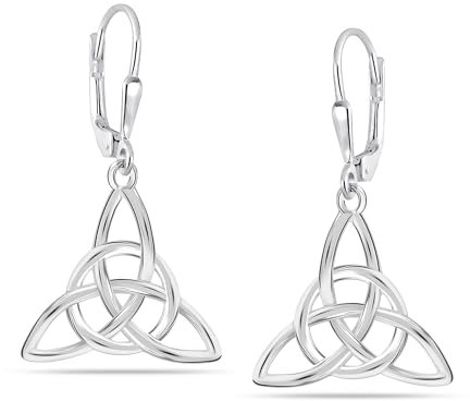 LeCalla 925 Sterling Silber Keltischer Knoten Ohrringe Glück Irische Dreifaltigkeit Keltischer Knoten Dreieck Vintage Tropfen-Ohrringe für Frauen - 30MM
