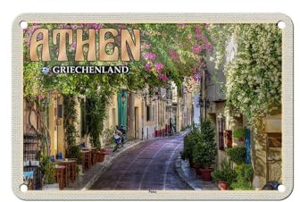 Femer Blechschild Reise 18x12cm Athen Griechenland Plaka Stadtteil Schild