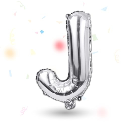 FUNXGO Folienballon Buchstaben silber J - Buchstaben Luftballon Klein J - ca. 40cm Nur Luftfüllung - Ideal für Geburtstag, Hochzeit & Party Deko - Ballon Buchstabe J silber
