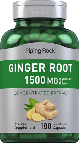 Piping Rock Ginger Root Extract Supplement | 180 Powder Capsules | Non-GMO & Gluten Free Formula