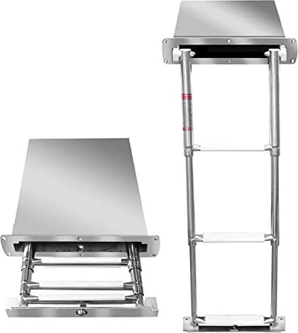 3-stufige Bootsleiter Aus Edelstahl, Verdeckte Box Flush Mount Teleskop-Bootsleitern, Tragbare Schwenkbare Leiter Für Boote Yachten Pontons