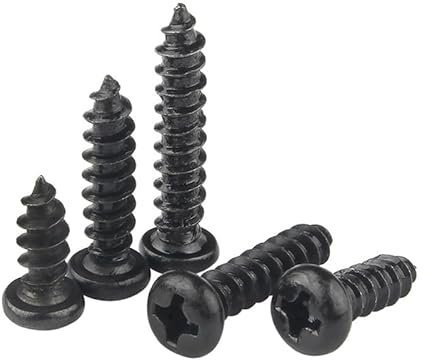 ORANXIN M1.4 x 8mm 500 Pcs (Tête 2.5mm) Tête ronde Vis à bois Acier au carbone Fer Oxyde noir Vis autotaraudeuses Tête Pan Cruciformes Queue Pointue