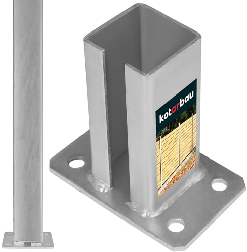 KOTARBAU® Casquillo atornillable para postes, 70 x 70 mm, de acero galvanizado en caliente, soporte para postes, anclaje de hormigón, soporte para postes, soporte de suelo, soporte para vigas, poste