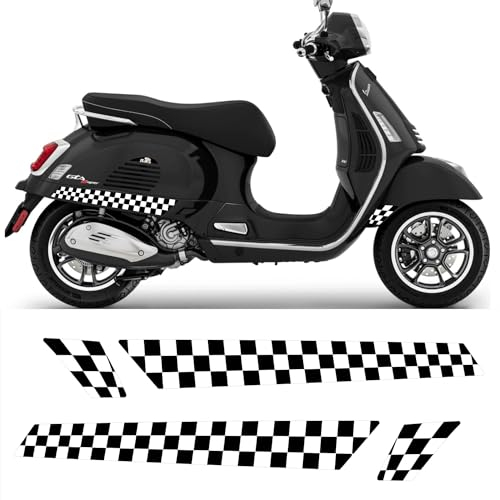 Generisch Vespa Seitenstreifen Aufkleber kariert für GTS 125 150 200 250 300 GTV Aufkleber laminiert, vstripes9