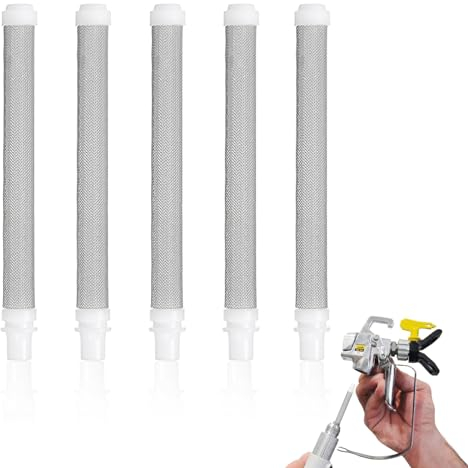 5PCS 60 Mesh Airless Spray Gun Filter, Wagner Airless Paint Gun Filters, Stainless Steel Filter for Wagner Paint Sprayers Replacement Push-In Paint Sprayers Gun Filter – 100 mm