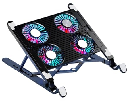 Laptop Cooling Stand,Folding Silent Laptop Stand,Portable Mutes Laptops Cooling Fan Rack USB Charging Plots Cooling Fan for Tablet Laptops Four fans