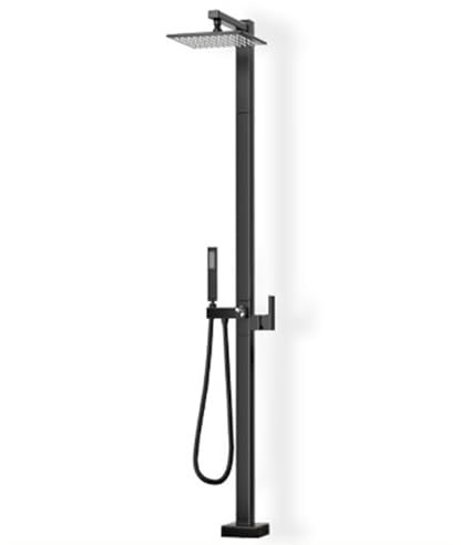XJTNLB Doccia Piscina Esterna Doccia da Terra Giardino per Sauna Doccia per Acqua Calda e Fredda Nero