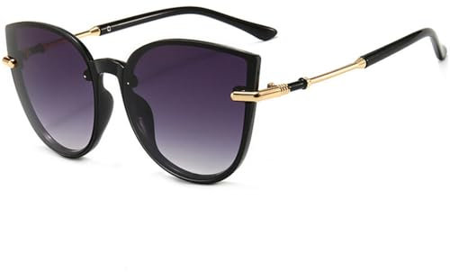TYUVIVO Cat Eye Damen Sonnenbrille mit großem Rahmen Herren Sonnenbrille Damen Brille, schwarz grau, Einheitsgröße