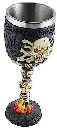 SHOWERORO Skull Wine Glass Full Size Drinking Goblet Black Skull Cup for Punk Bar