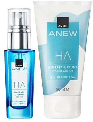 Avon Anew Hydrating Hyaluronic Duo, Water Cream 50ml + HA Serum 30ml | Keeps Skin Looking Healthy, Powered by Hyaluronic Acid, Cruelty Free
