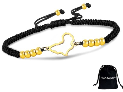 VASSAGO Afrika Karte Armband Für Frauen Männer Afrikanische Armband Afrika Mutterland Kontinent Outline Armband Einstellbare Bunte Geflochtene Seil Armband String Stammes Ethnischen Schmuck
